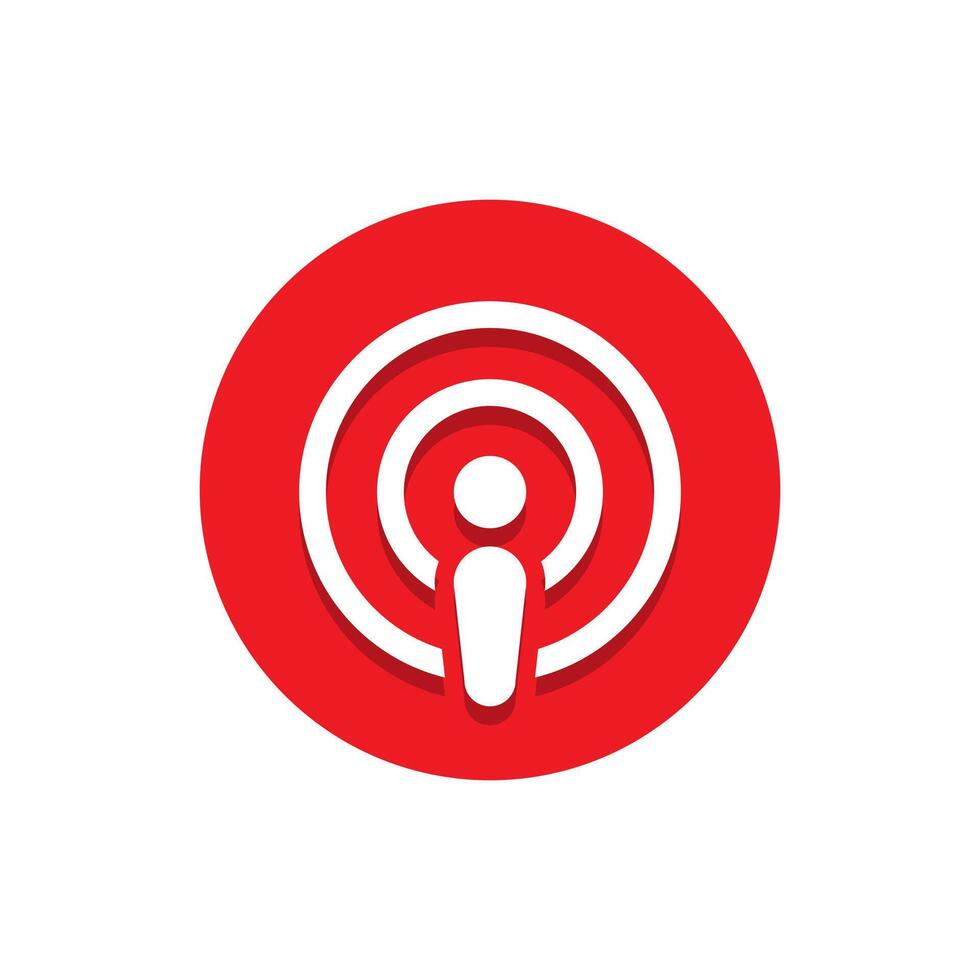 Podcast icon with shadow. Podcasting sign symbol vector