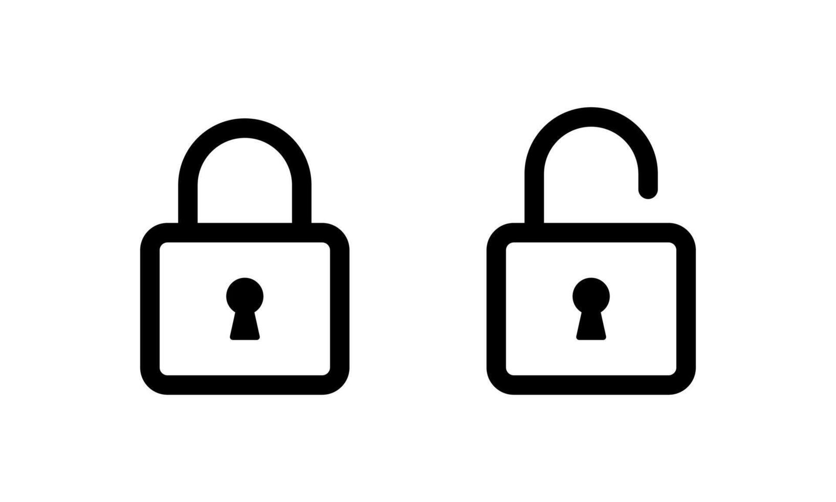 Lock and unlock icon in line style. Security padlock sign symbol vector