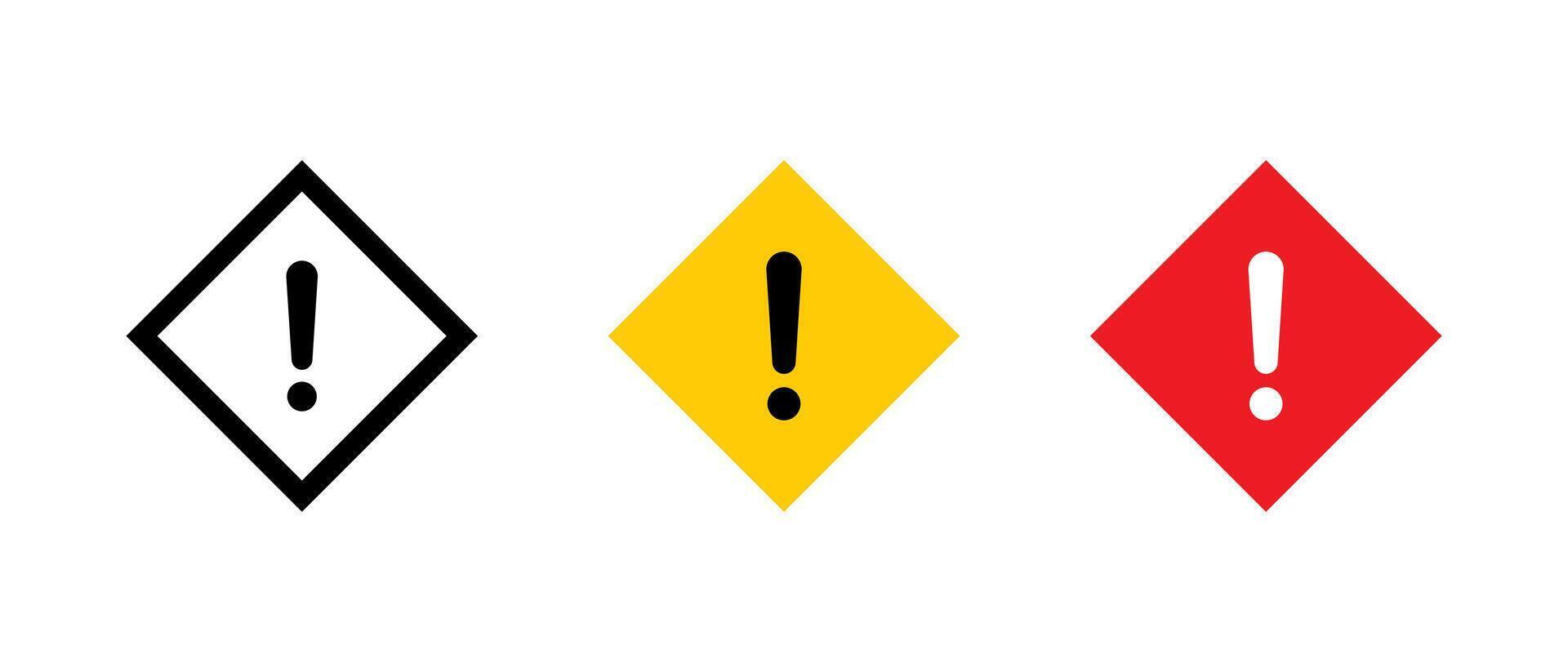 Square warning sign icon. Danger, caution symbol vector