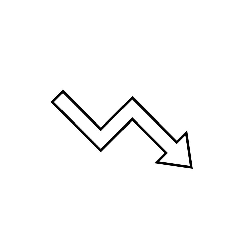 Zigzag down arrow line icon. Market crash sign symbol vector