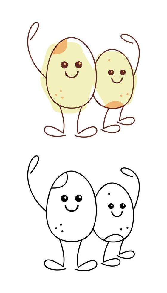 Cute chicken egg characters. Hand drawn illustration. vector