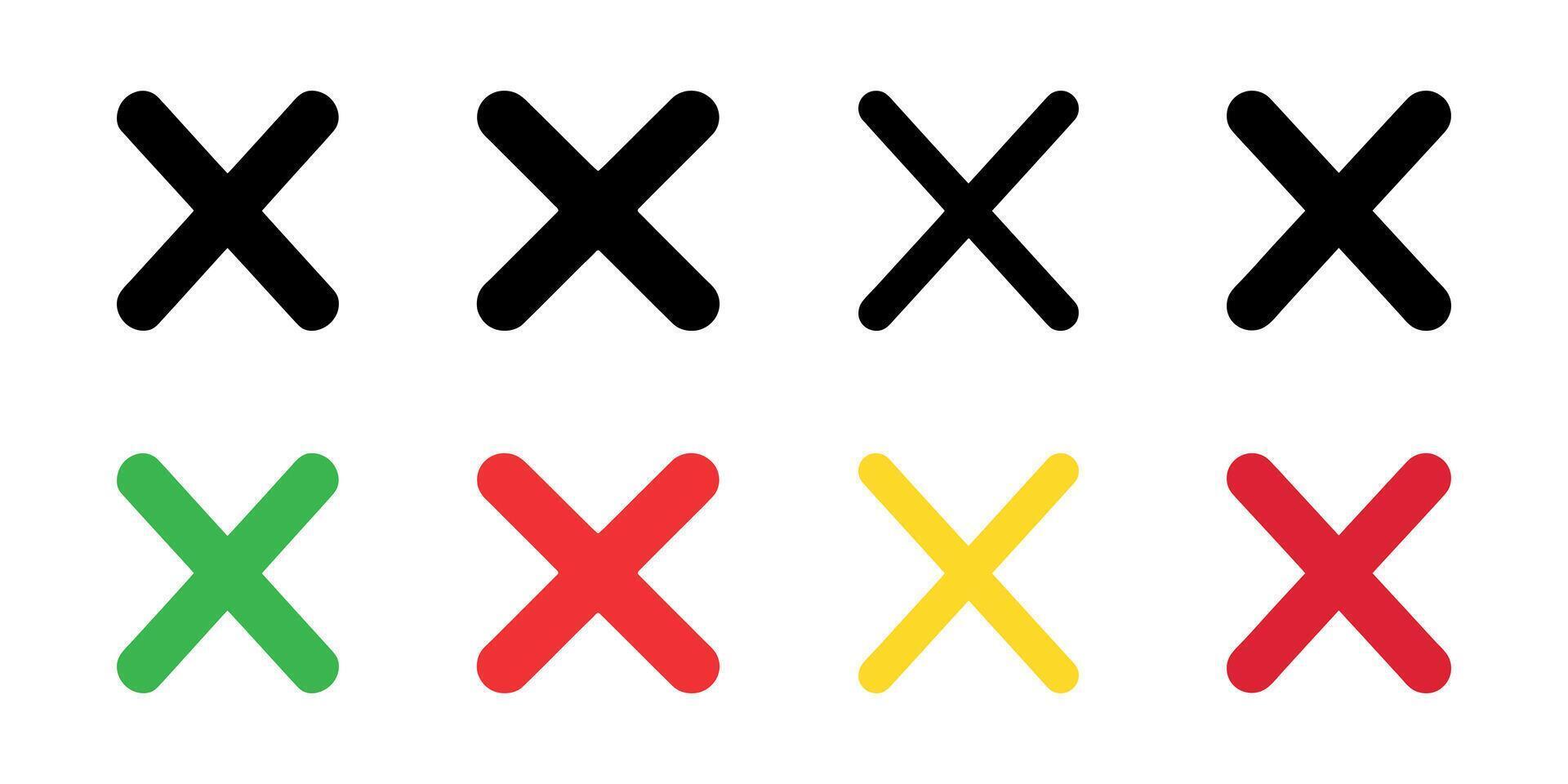 Set of Cross icons. illustration in flat style vector