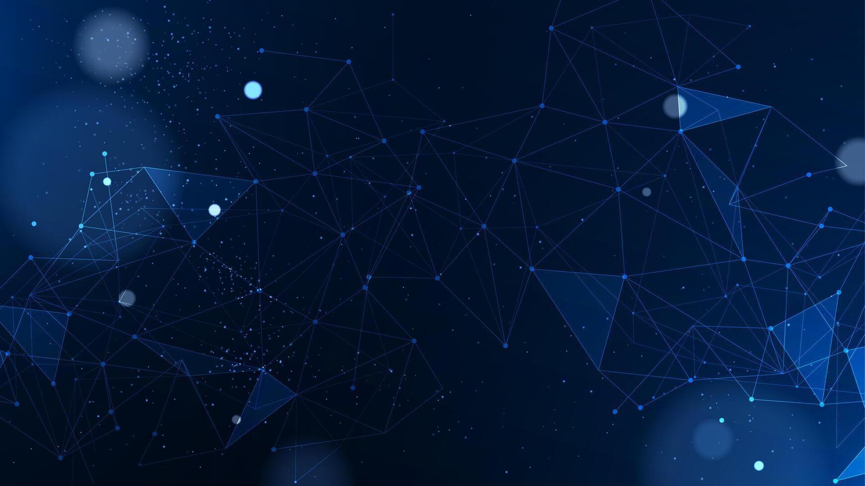 Abstract tech network connection dots. Digital technology and big data analysis background. Futuristic scientific wallpaper with mesh. Dark background with plexus lines vector