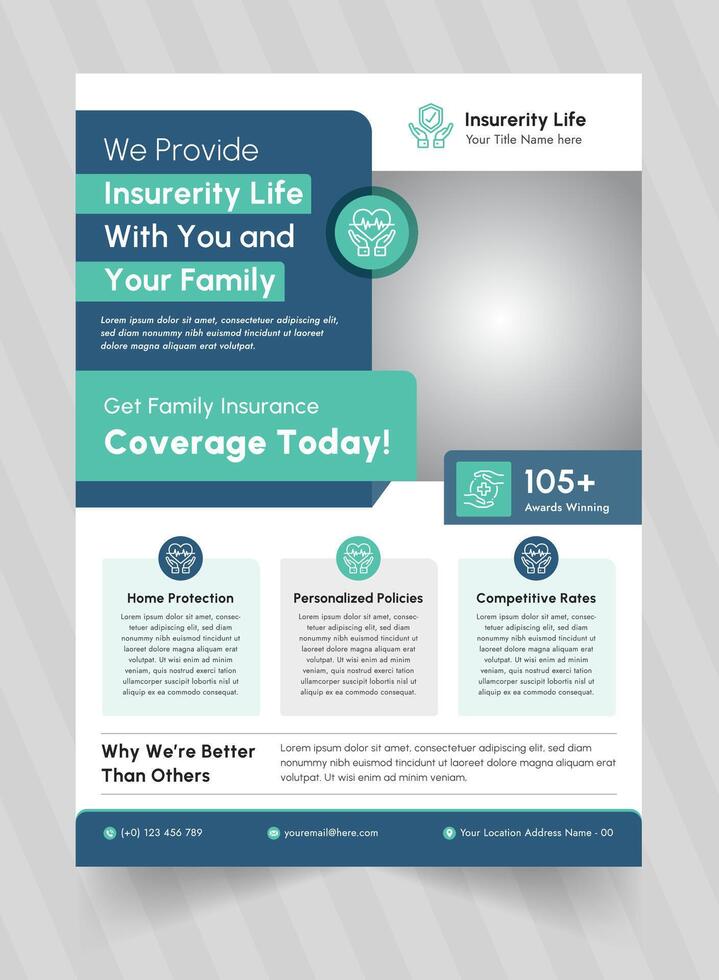 Insurance flyer template design vector