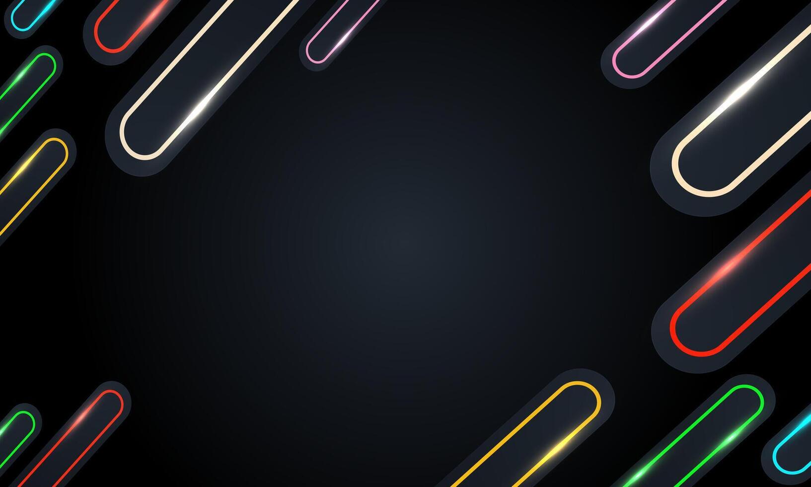 Abstract background with vibrant colorful glowing lines on black backdrop, suitable for backgrounds, design elements, technology themes, and digital art. vector