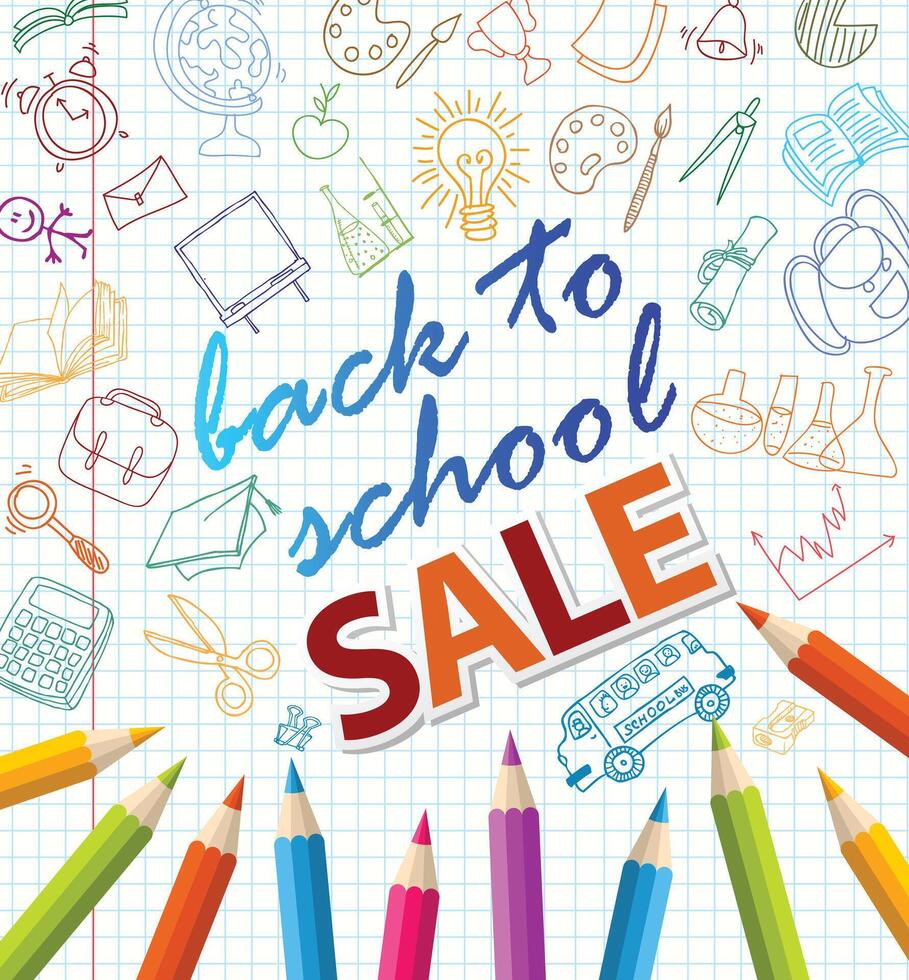 Back to school doodles in chalkboard background vector