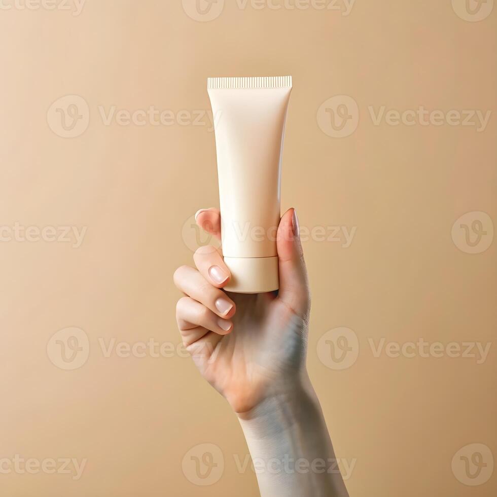 hand holding a cream tube photo
