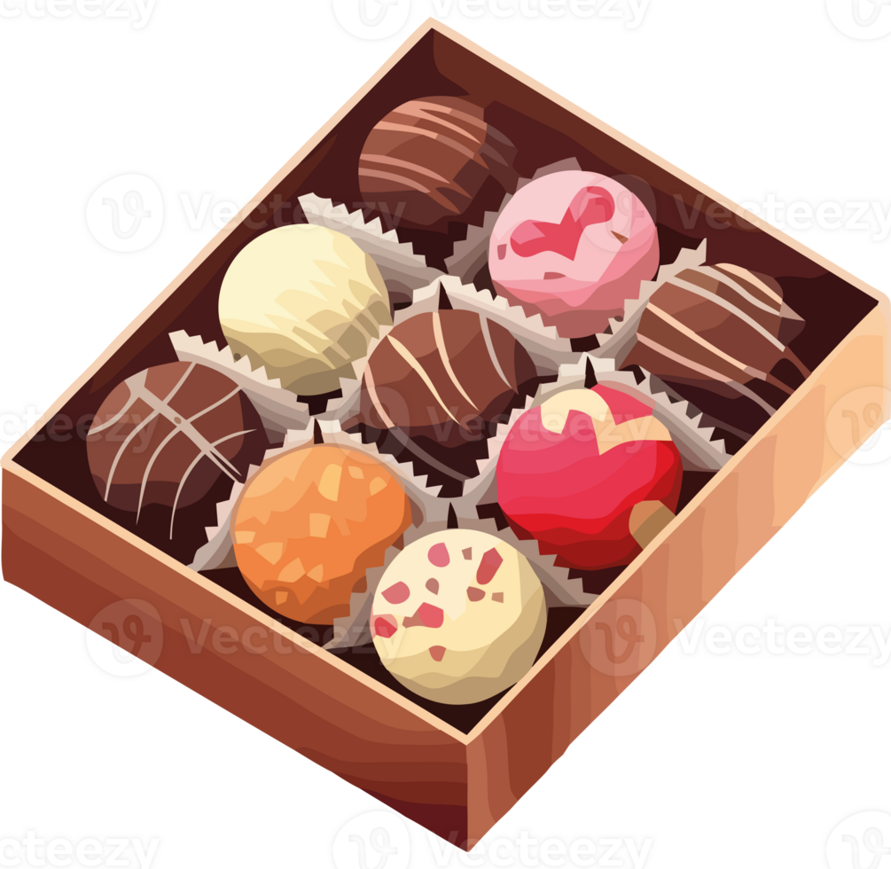 A box of chocolates on a transparent background png