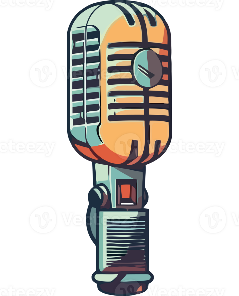 An old microphone on a transparent background png
