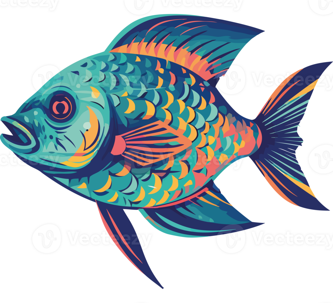 A colorful fish with a transparency background png