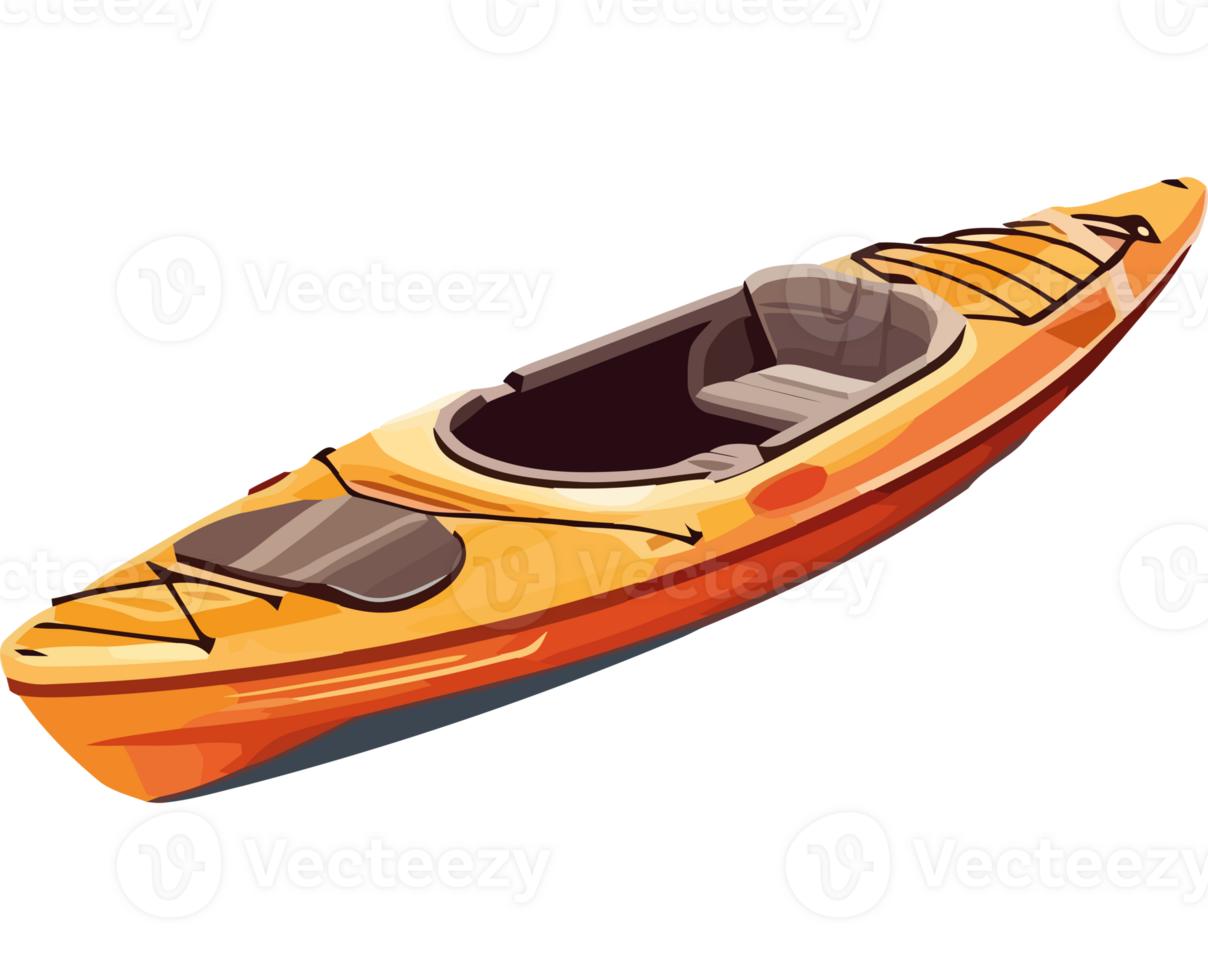 An orange kayak on a transparent background png