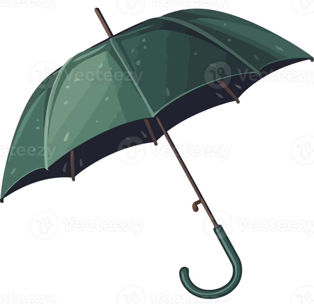 An green umbrella with a transparency background png
