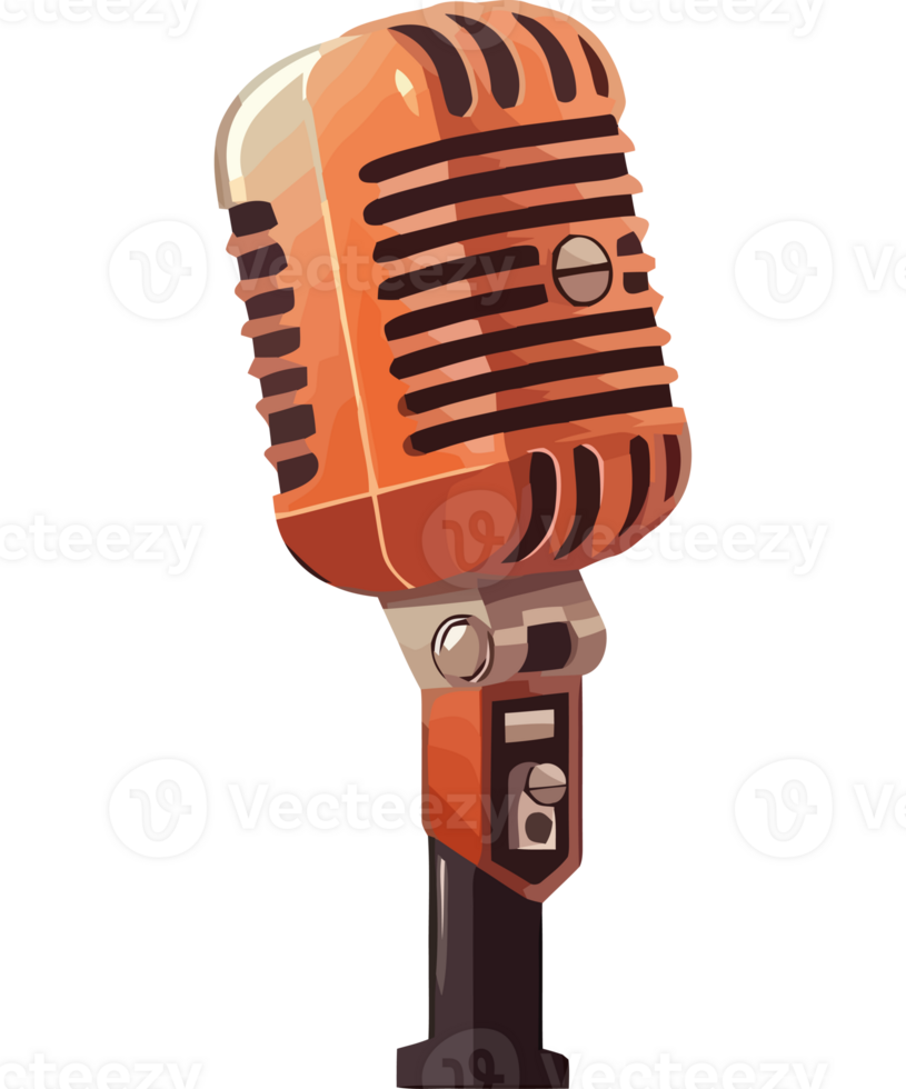 An orange microphone on a transparent background png