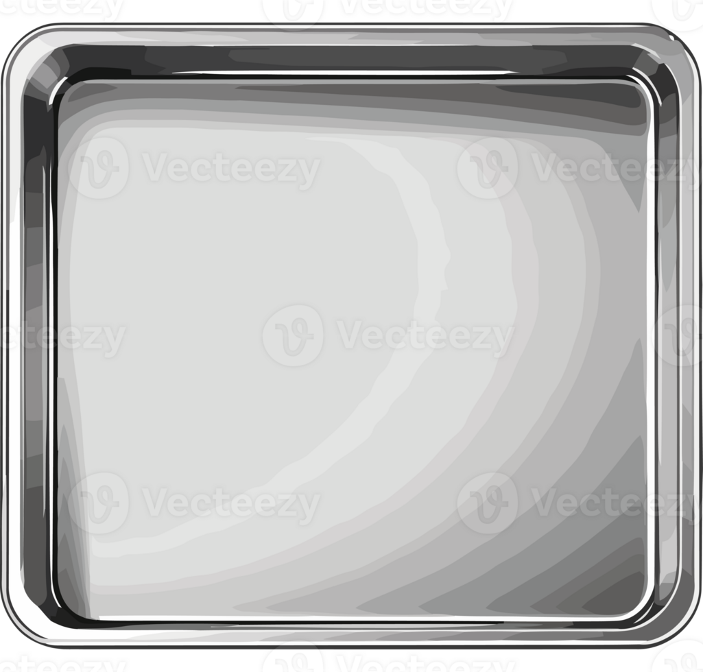 A square metal tray with a transparency background png