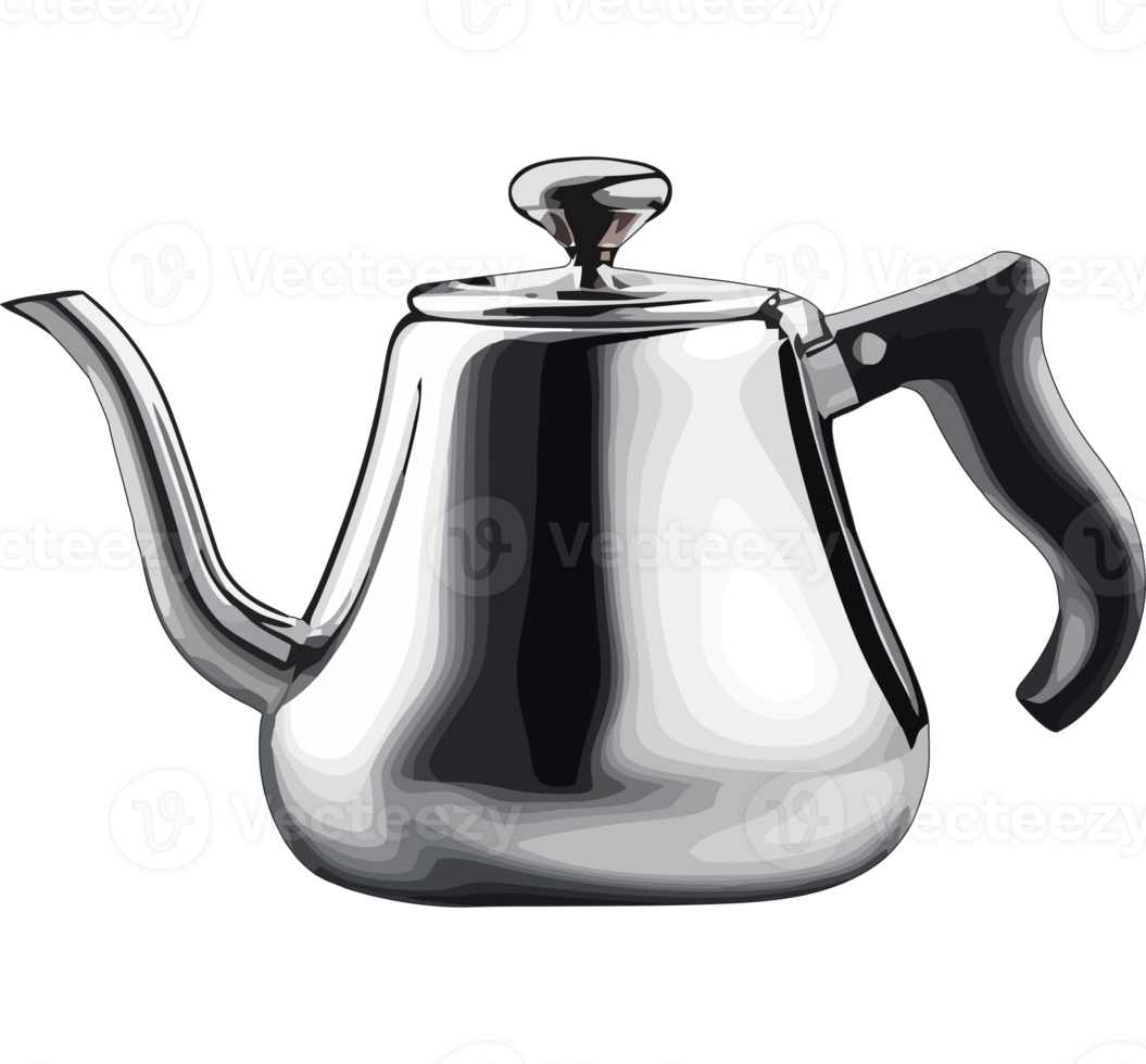 A silver tea pot on a transparent background png