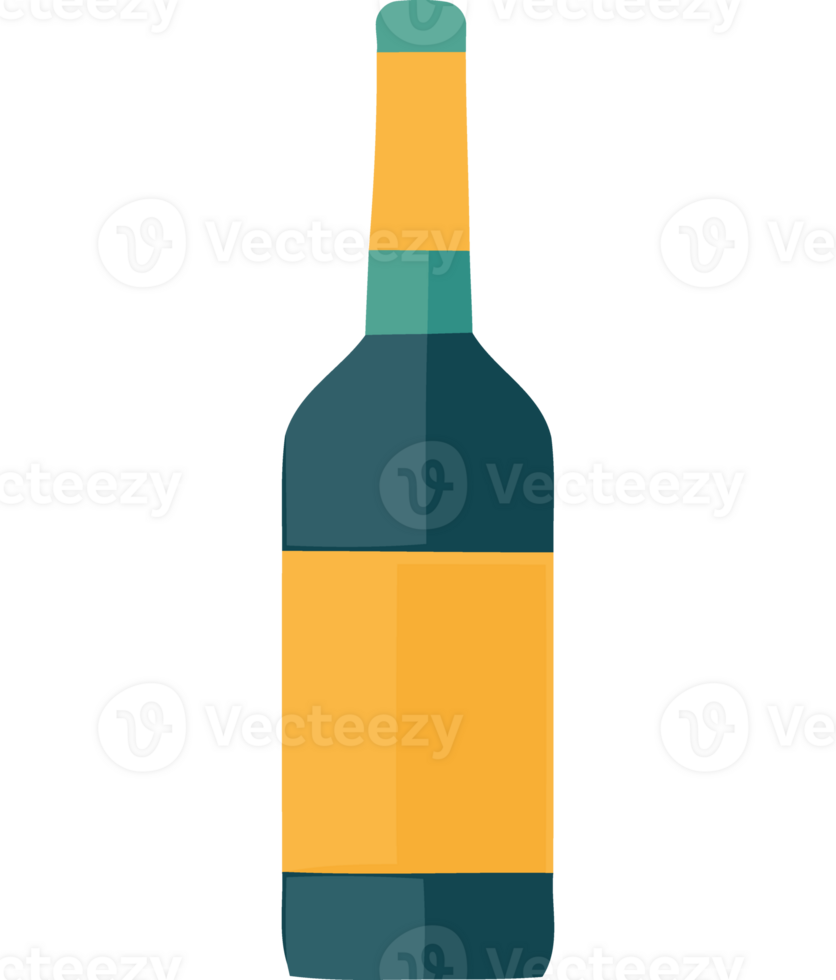 A bottle of wine is shown on a transparent background png
