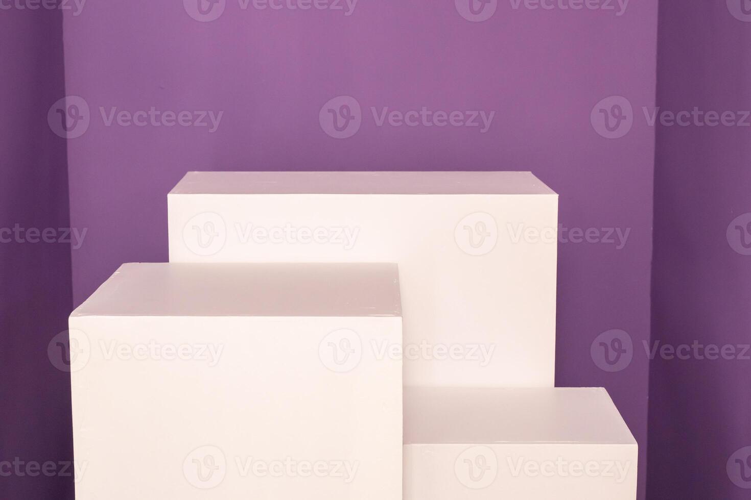 Rectangular pedestals against color background. Product photography mockup photo
