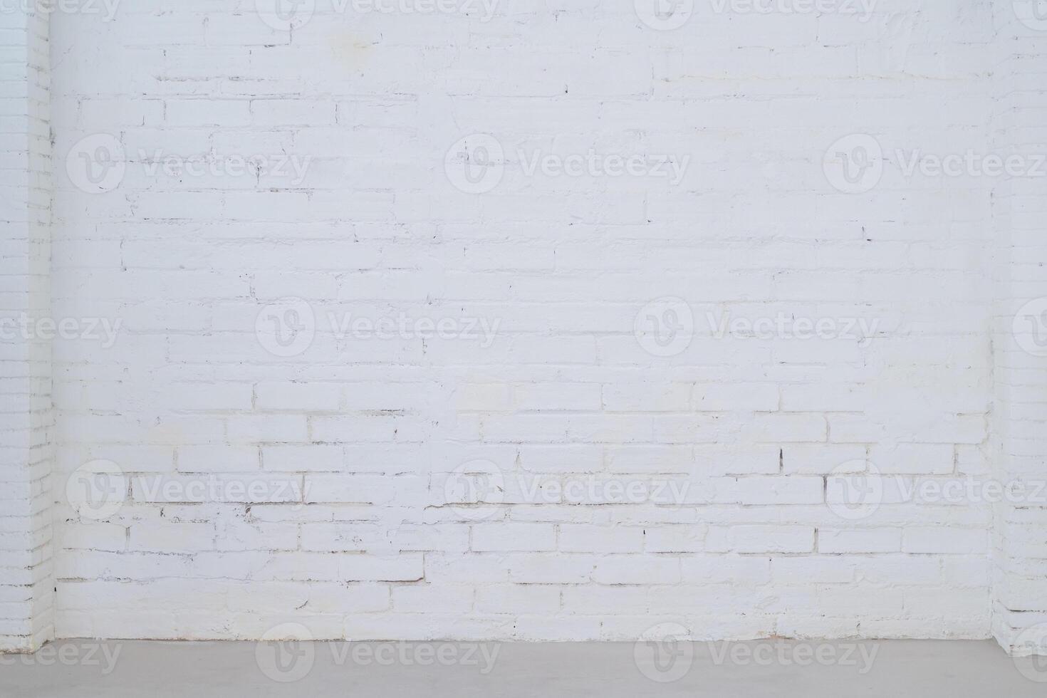 Abstract white brick wall texture for pattern background. Wide panorama picture. photo