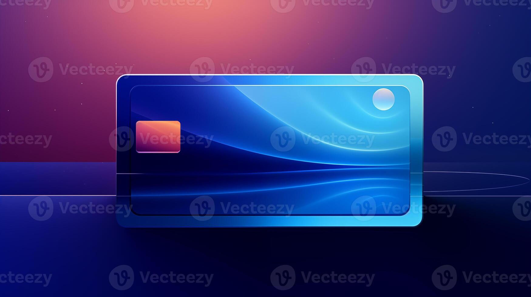 Fluid blue waves credit card mockup on dark gradient background. Fluidity bankcard template. Blank plastic card design photorealistic. Modern financial transactions concept image mock up photo