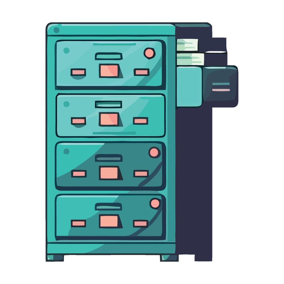 File cabinet with file folders and papers vector