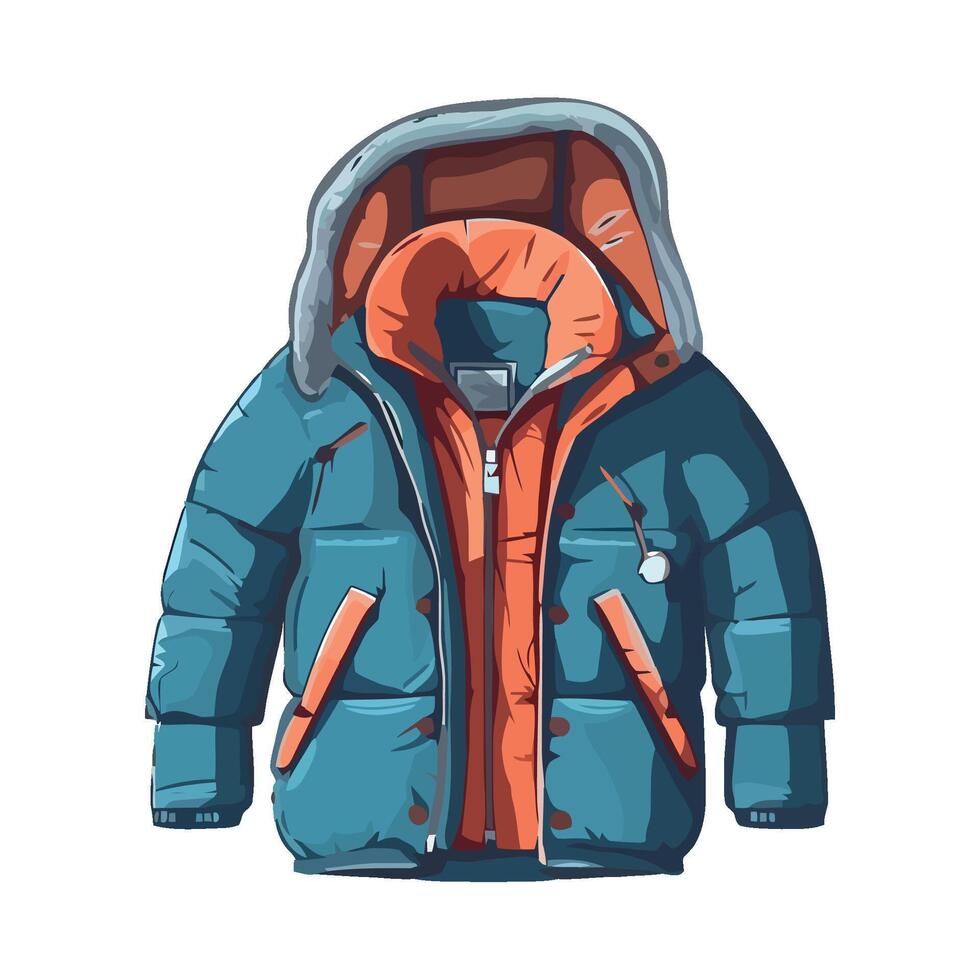 An illustration of a blue and orange jacket vector