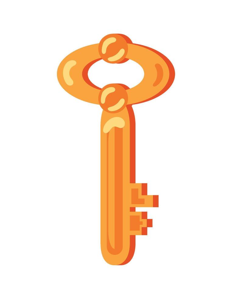 An orange key with a chain around it vector