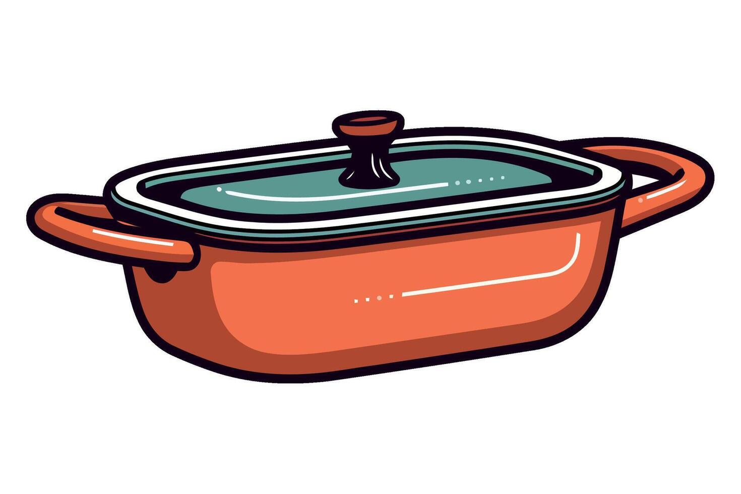 An orange pot with a lid on a white background vector