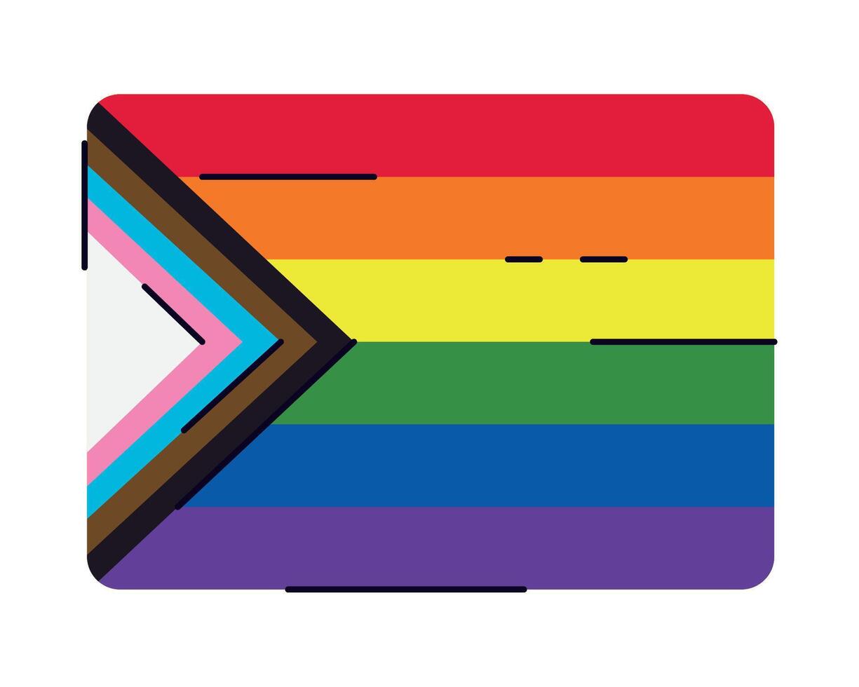 A rainbow flag with a triangle in the middle vector