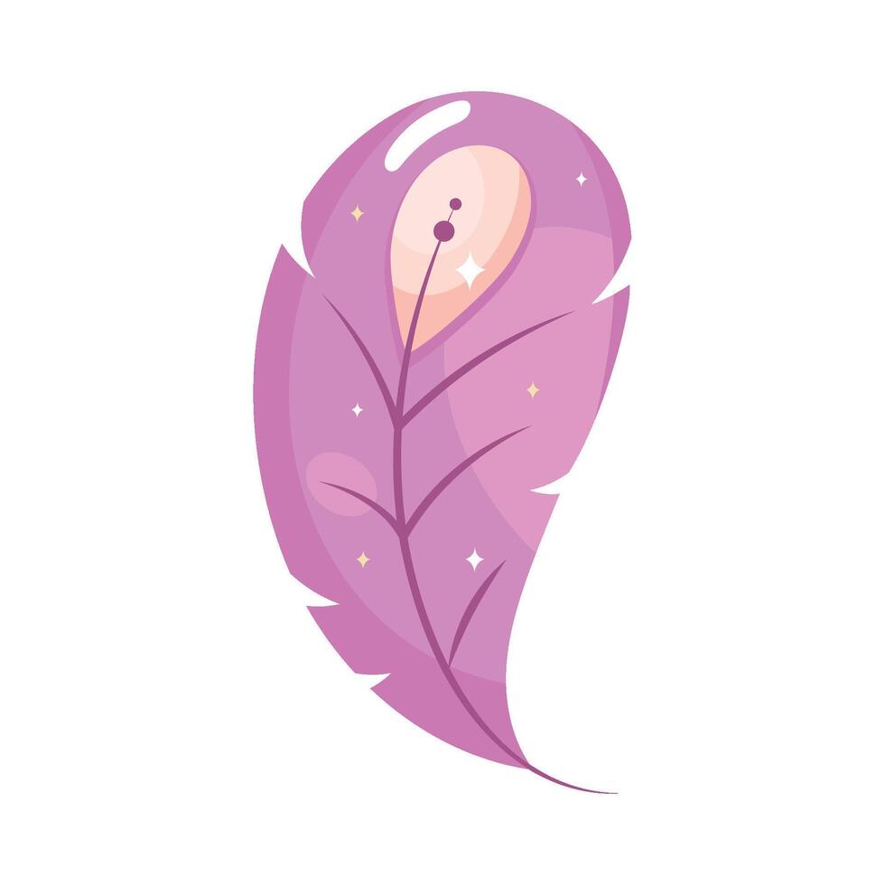 A purple feather with stars on it vector