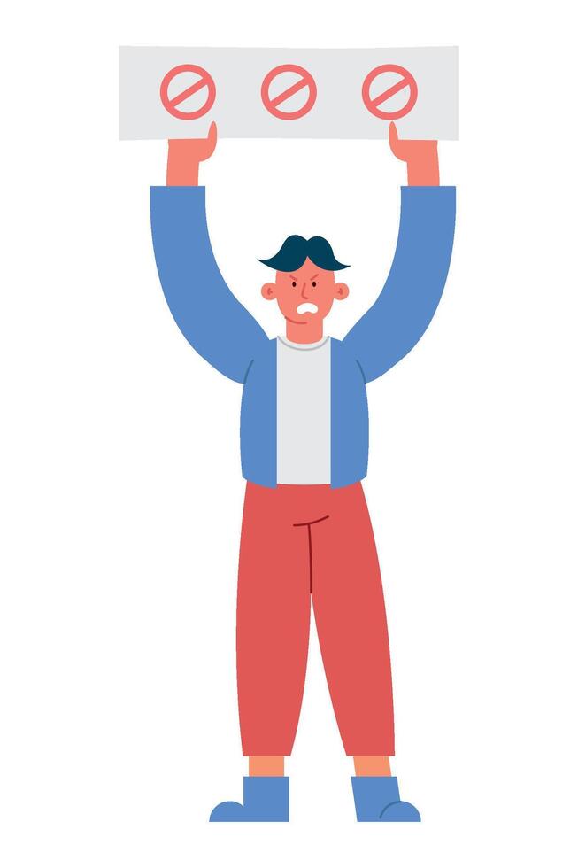 A man holding up a sign with no sign vector