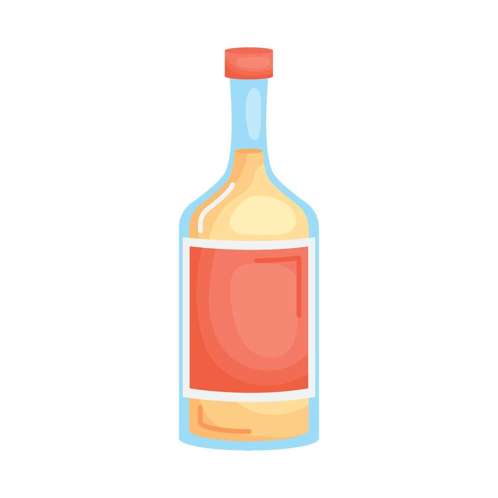 A bottle of alcohol with a red cap vector