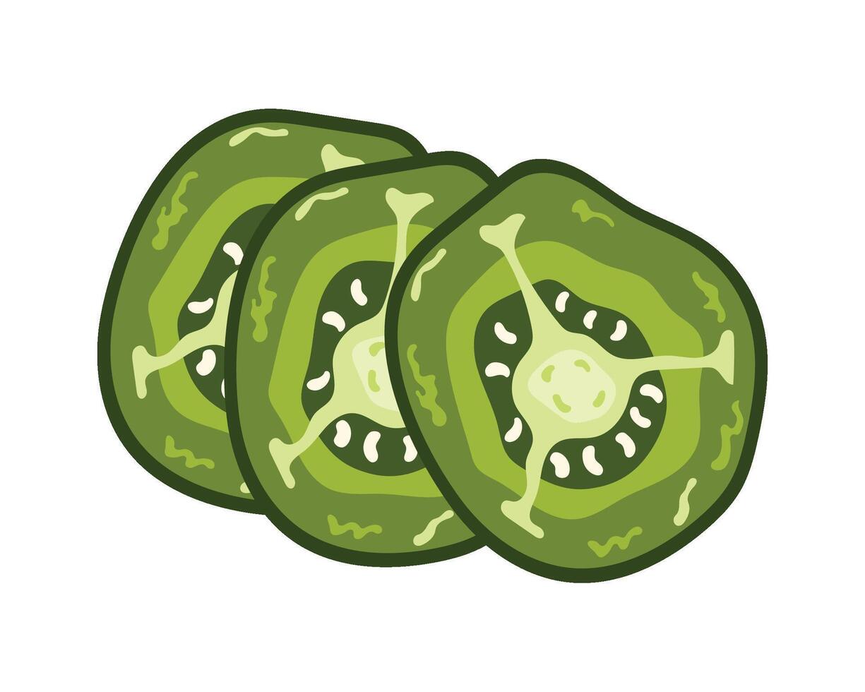 Green tomato slices illustration on white background vector