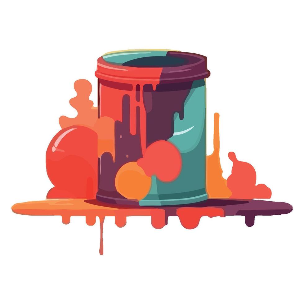 Colorful paint can with paint and paintbrush illustration vector