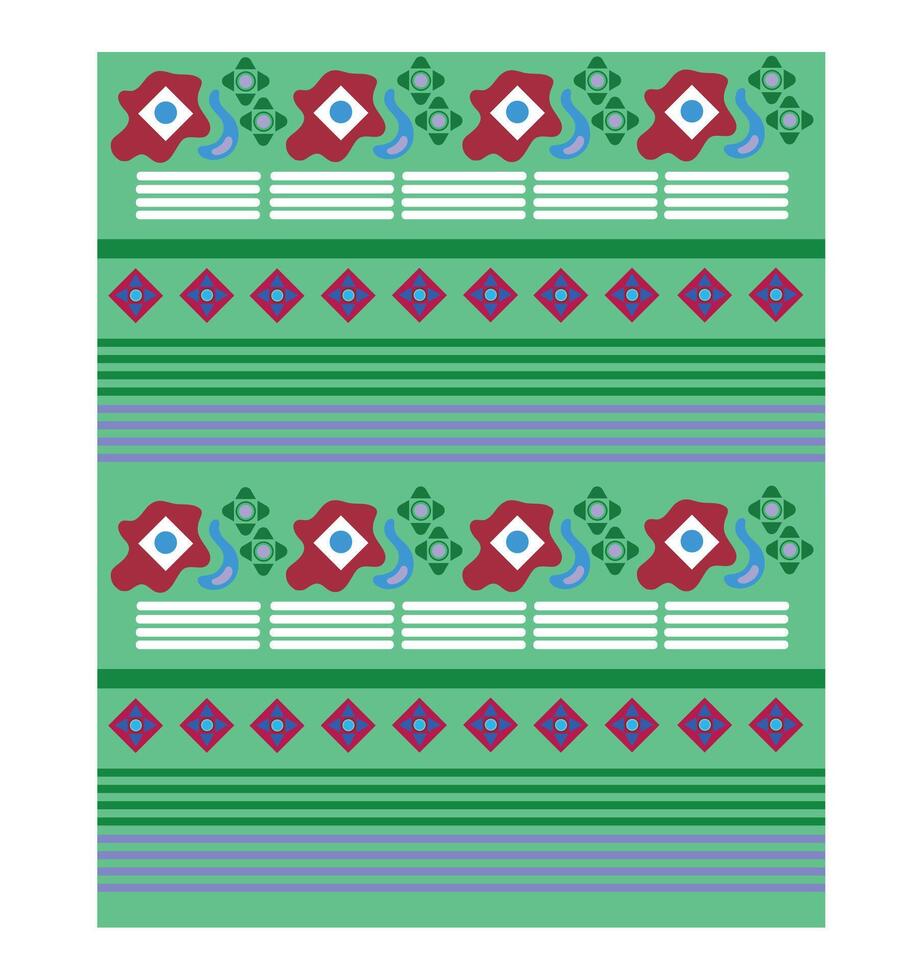 A green and red striped pattern with flowers vector