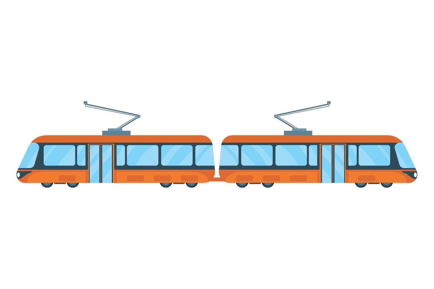 Two orange trams on a white background vector