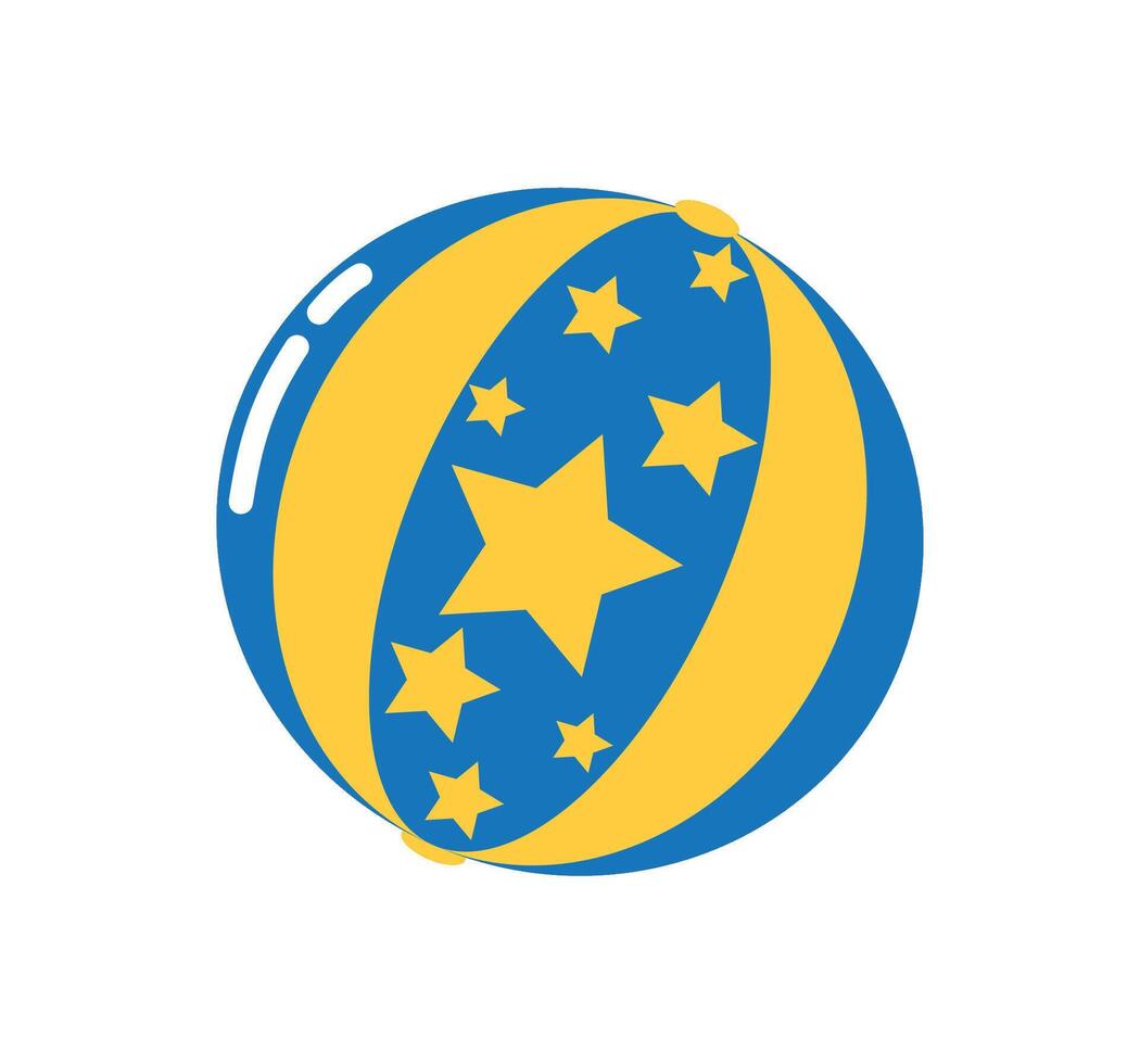 A blue and yellow star ball with stars on it vector