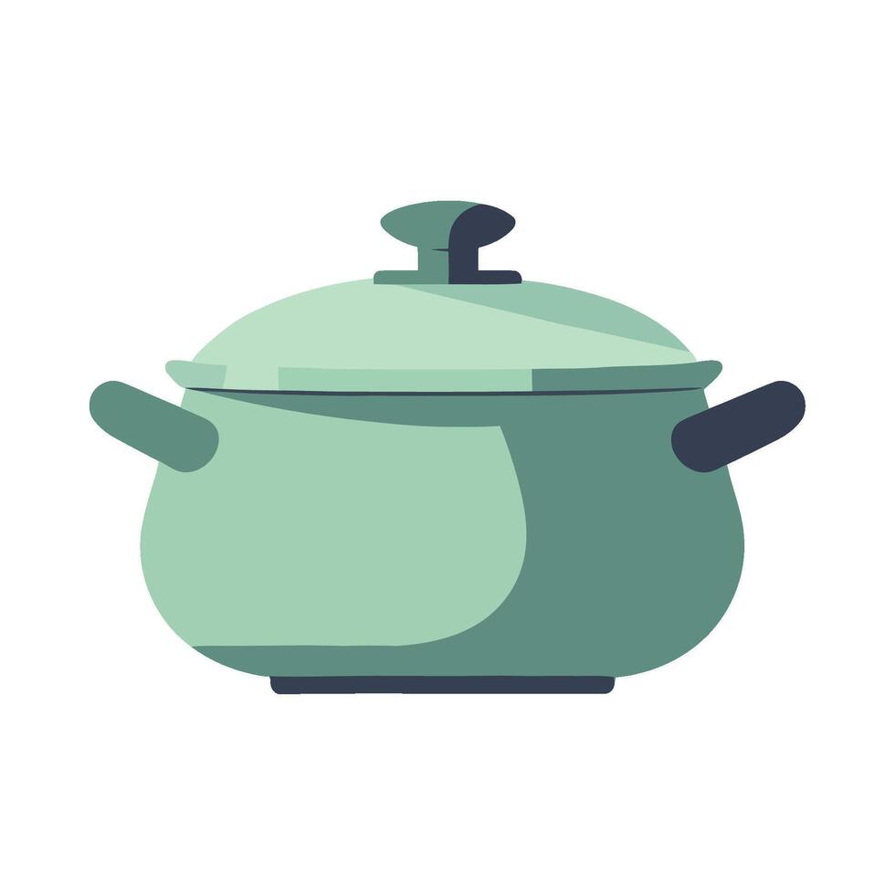A green pot with a lid on a white background vector