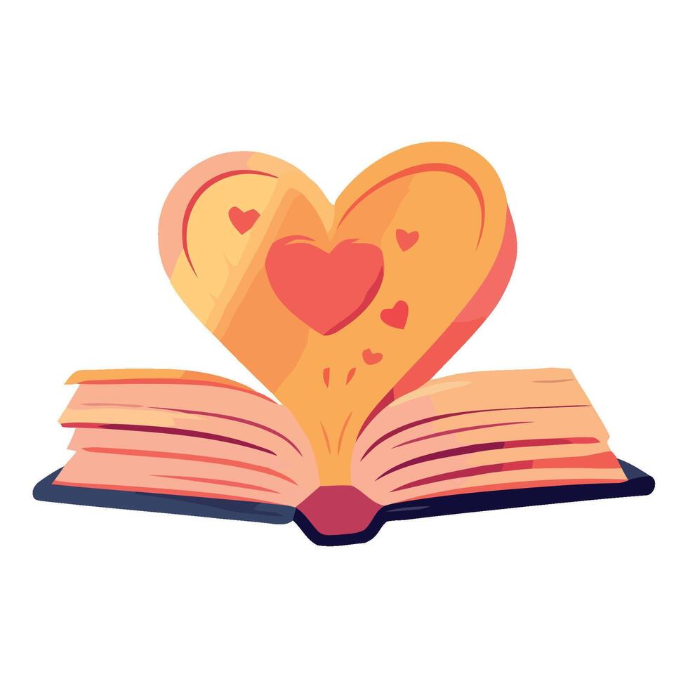 An open book with a heart shape on top vector