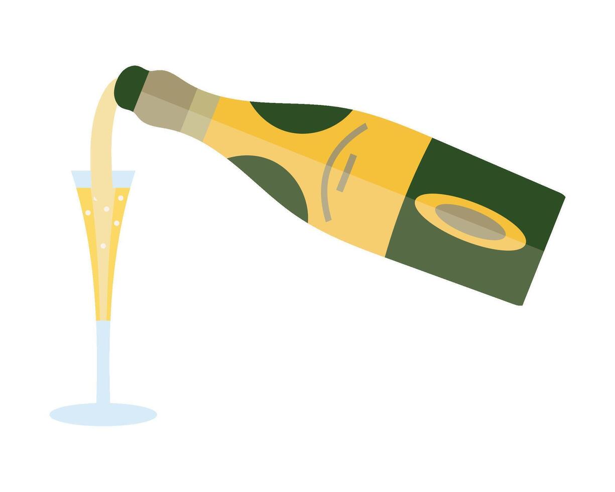 Champagne pouring into a glass illustration vector