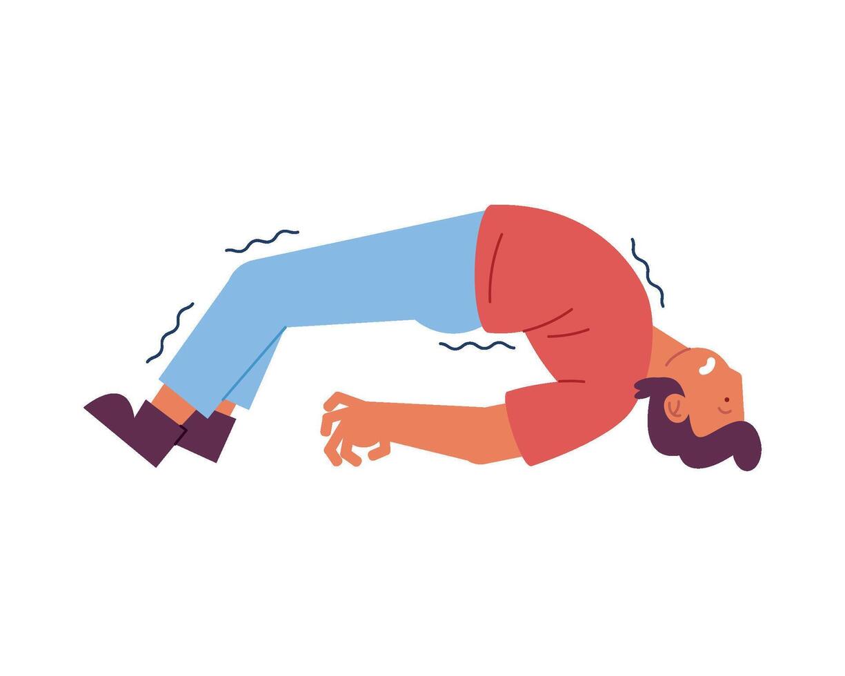 Man lying on his back with his legs up vector