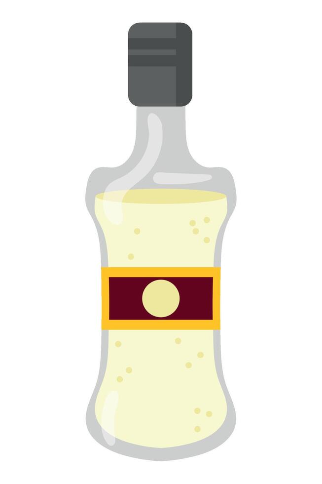 A bottle of alcohol with a label on it vector