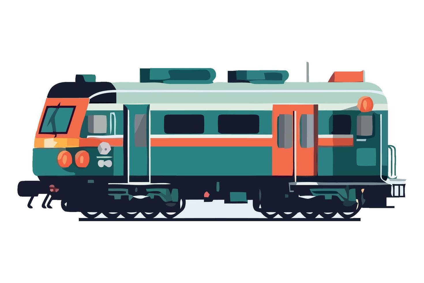 A train on a white background with orange and green stripes vector