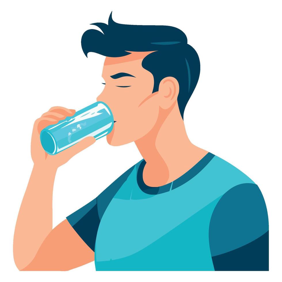 Man drinking water from a glass vector
