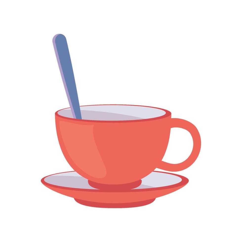A cup with a spoon and saucer on a white background vector