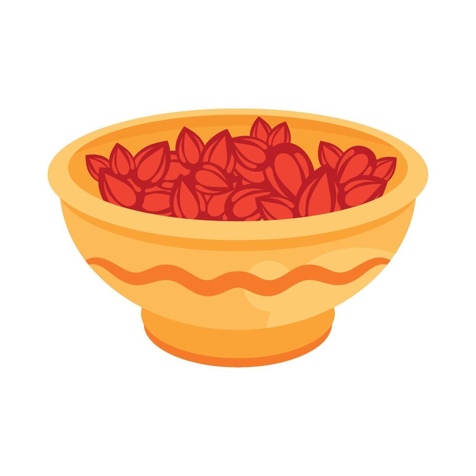 A bowl full of red beans on a white background vector