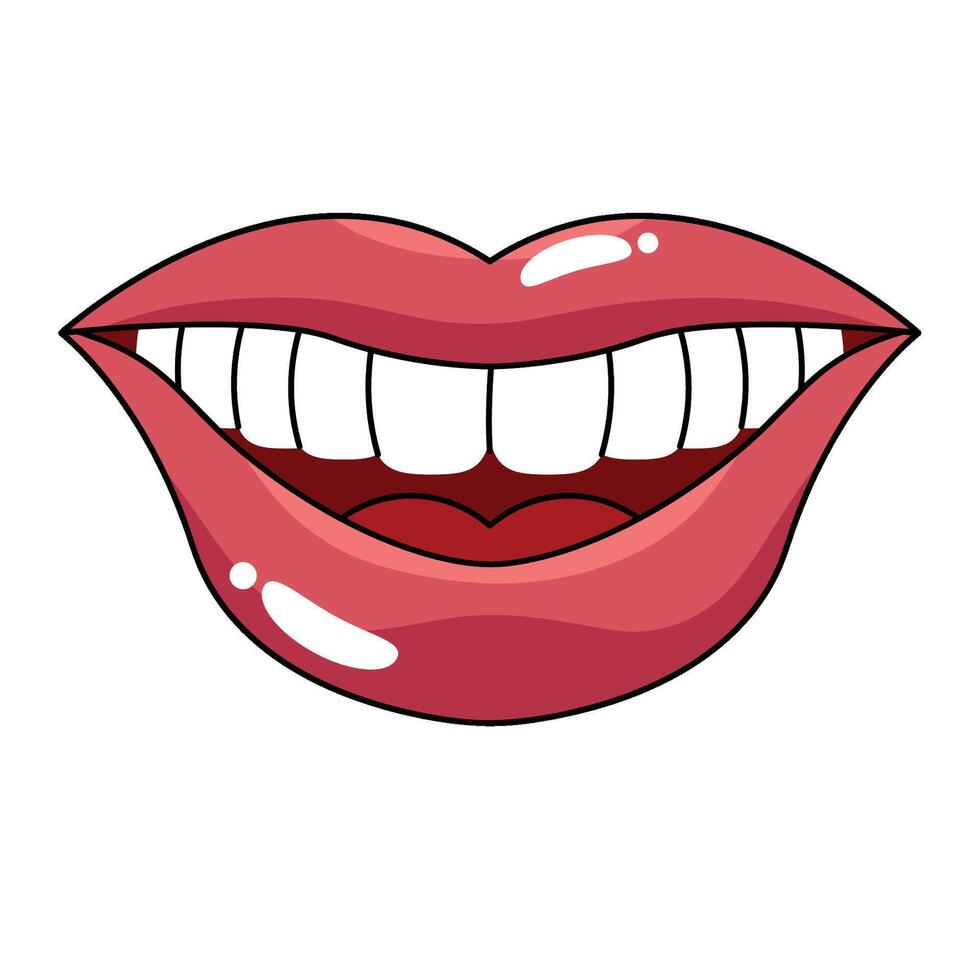 A cartoon mouth with teeth and a smile vector