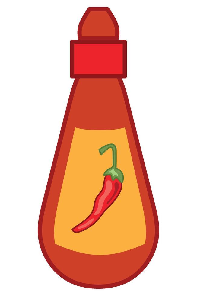 Hot sauce bottle with chili pepper illustration design vector