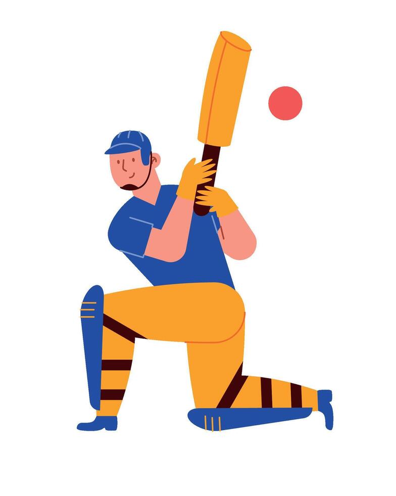 Cricket player with bat and ball illustration vector