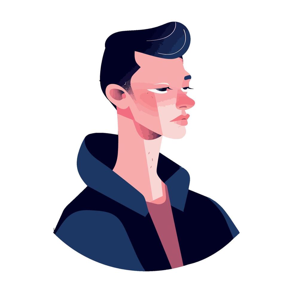 A man with a black jacket and pink hair vector