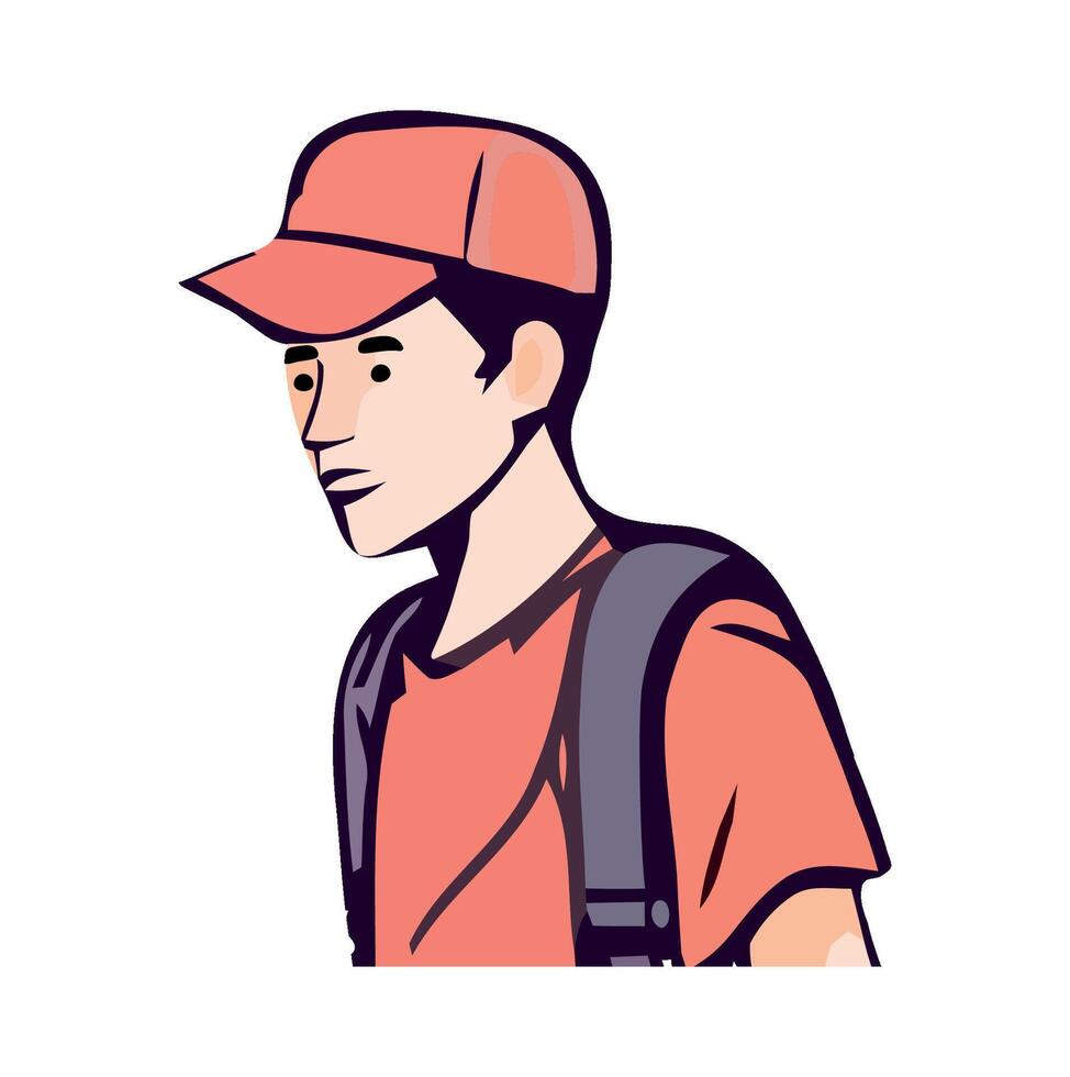 A man in a red shirt and cap vector